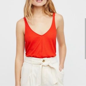 Free People Dani Swing Tank Ribbed red tomato NWT